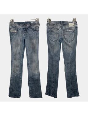 Vintage Diesel Rokket 61E Jeans W26 L30 Low Rise Straight Leg Studded Italy Y2K